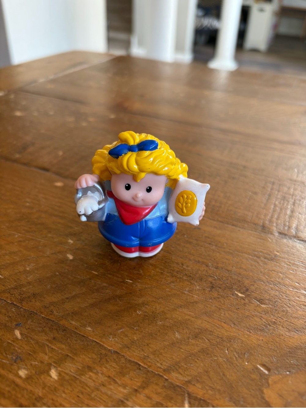 Fisher Price Little People farmer Sarah Lynn grain sack as is
